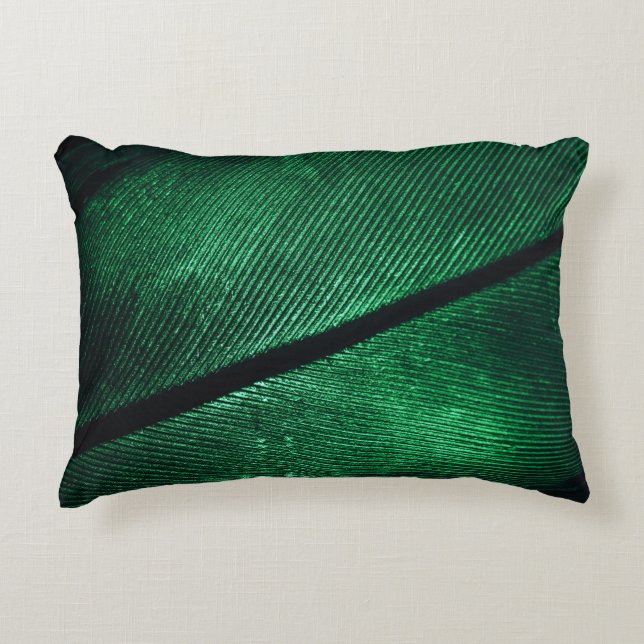 Grüne Feder, schöne Muster Textur. Dekokissen (Vorderseite)