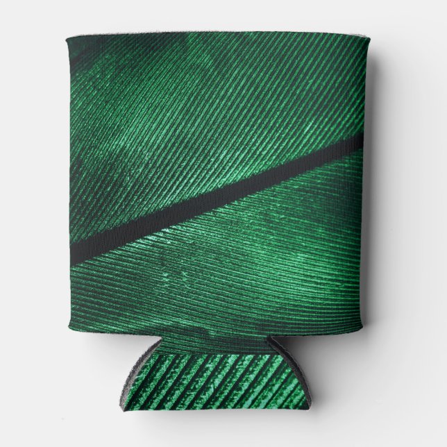 Grüne Feder, schöne Muster Textur. Dosenkühler (Vorderseite)