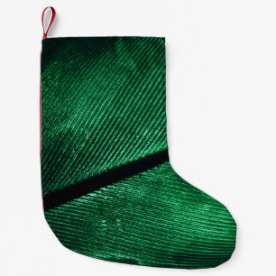 Grüne Feder, schöne Muster Textur. Kleiner Weihnachtsstrumpf