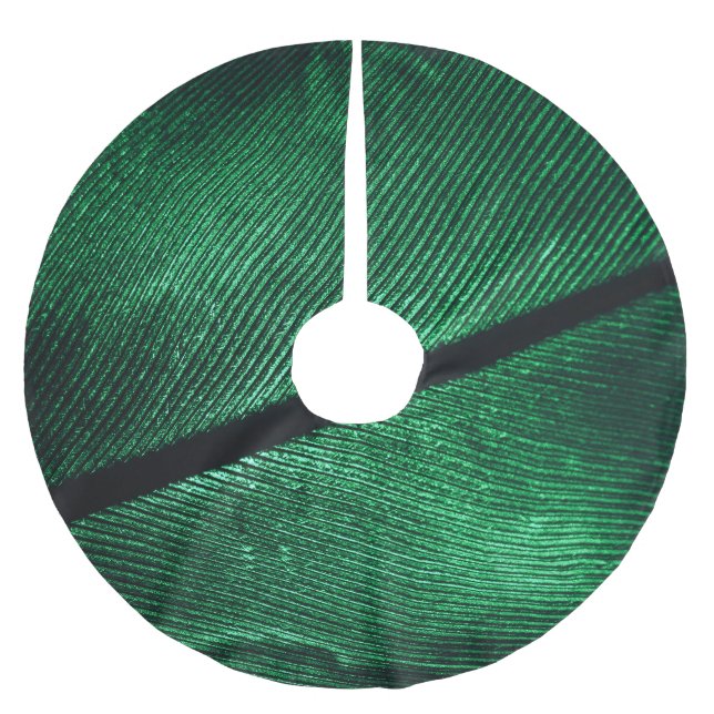 Grüne Feder, schöne Muster Textur. Polyester Weihnachtsbaumdecke (Vorderseite)