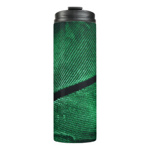Grüne Feder, schöne Muster Textur. Thermosbecher