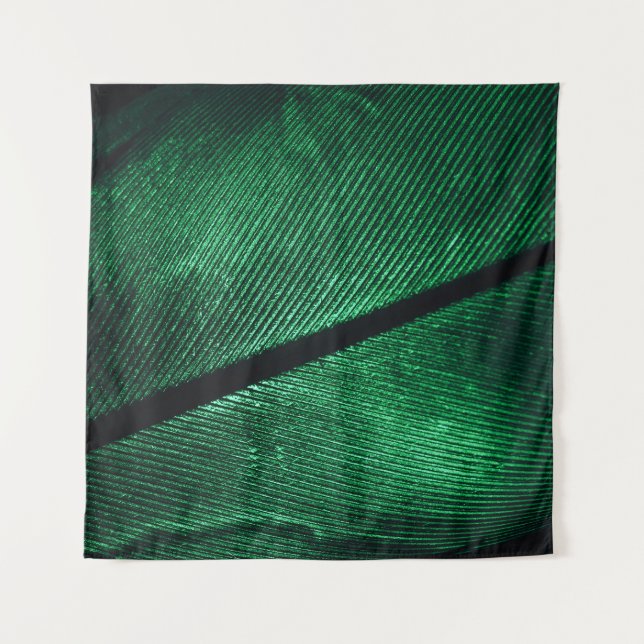 Grüne Feder, schöne Muster Textur. Wandteppich (Vorderseite)
