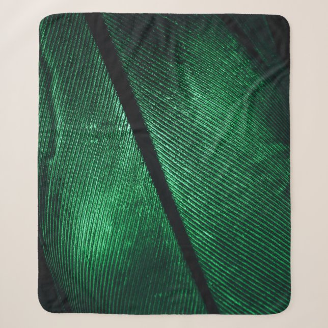Grüne Feder, schöne Mustertextur. Sherpadecke (Vorderseite)