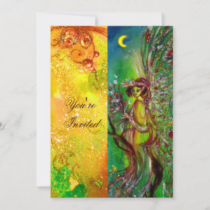 GRÜNE FEE gelb blau rot silber Einladung