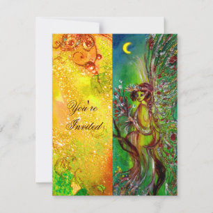 GRÜNE FEE gelb blau rot silber Einladung