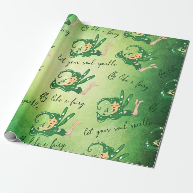 Grüne Fee ließ Ihren Soulschein wie a-Fee fliegen Geschenkpapier (Ungerollt)