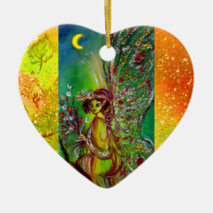 GRÜNE FEE/SCHMETTERLINGSPFLANZE, BLÜTENGOLD FUNKEL KERAMIK ORNAMENT