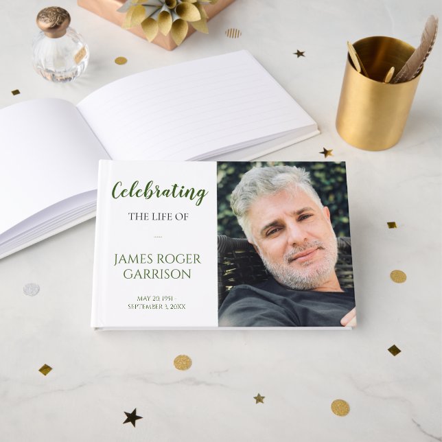 Grüne Feier zum Foto der Lebensdenkmal Gästebuch (Vorderseite Offen)