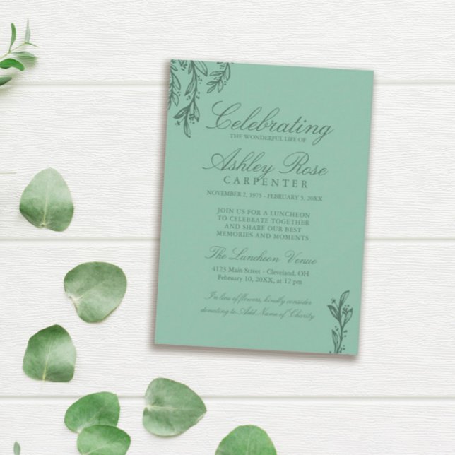 Grüne Feier zum Gedenken an das Leben Einladung (Von Creator hochgeladen)