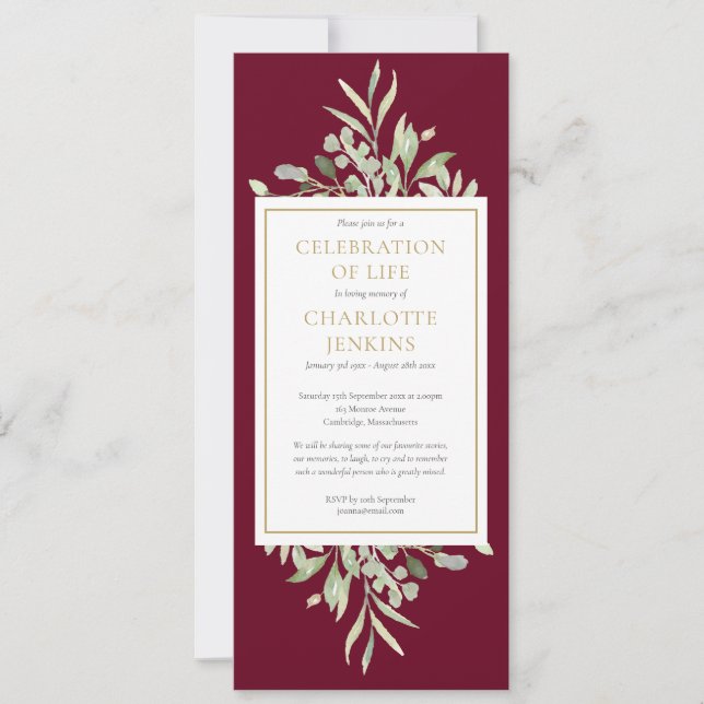 Grüne Feier zum Lebensbitter Einladung (Vorderseite)