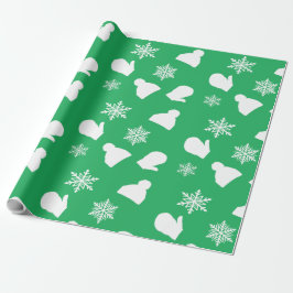 Grüne Feiertage Mitten und Weihnachtshütten Geschenkpapier