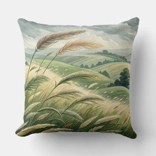 GRÜNE FELDER MIT PAMPAS GRASS & BÄUMEN ROLLEN KISSEN