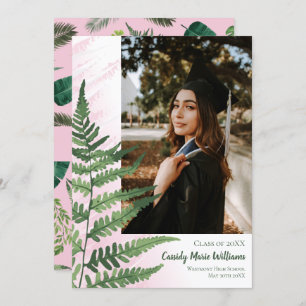 Grüne Fern Elegante Rosa Abschluss Ankündigung