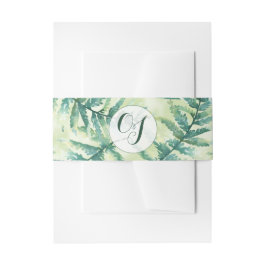 Grüne Fern-Monogramm-Watercolor-Bands Einladungsbanderole