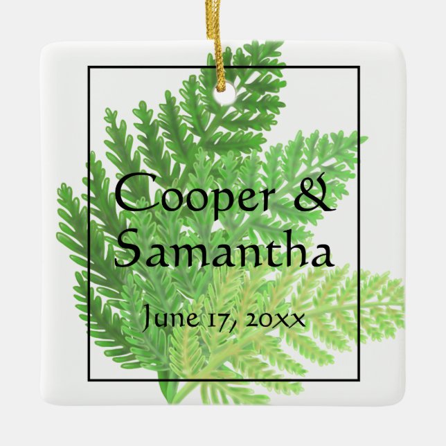 Grüne Ferns Wald botanisch Keramikornament (Vorderseite)