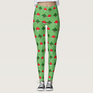 Grüne festliche Pilz-Leggings Leggings