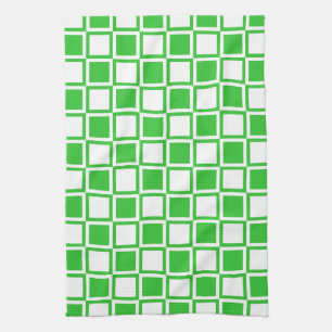 Grüne, fette Mod-Quadrate Geschirrtuch