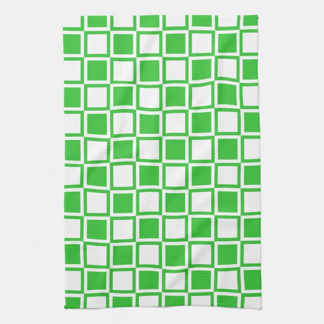 Grüne, fette Mod-Quadrate Geschirrtuch (Vertikal)