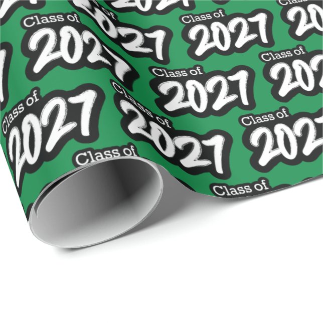 Grüne, fette Pinsel-Klasse-2027-Geschenkpapier Geschenkpapier (Rolleneckpunkt)