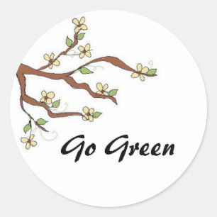 Grüne Filiale mit Knospen Runder Aufkleber