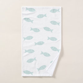Grüne Fische auf weißem Grund Handtuch