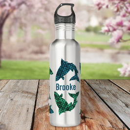 Grüne Fische und Blauer Fisch Personalisiert Edelstahlflasche