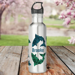 Grüne Fische und Blauer Fisch Personalisiert Edelstahlflasche