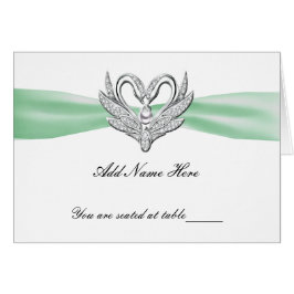 Grüne Flachband-Silberschwäne gedeckte Platzkarte