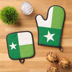 Grüne Flagge des Staates Texas Ofenhandschuh & Topflappen-Set