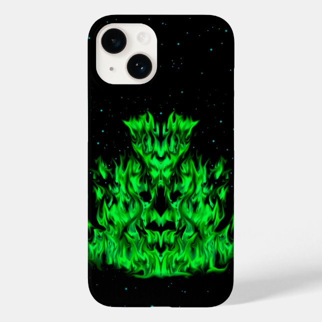 Grüne Flammenmonster am Sternenhimmel Case-Mate iPhone Hülle (Rückseite)