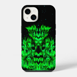 Grüne Flammenmonster am Sternenhimmel iPhone Hülle