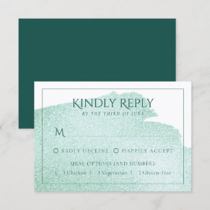 Grüne Flasche Jade Brushstroke Entree Option RSVP Karte