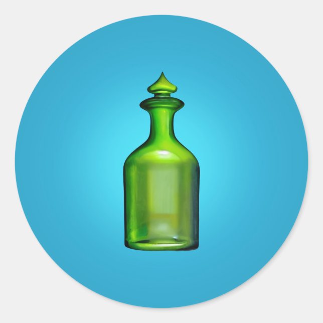 Grüne Flasche Klassischer Rundaufkleber Runder Aufkleber (Vorderseite)