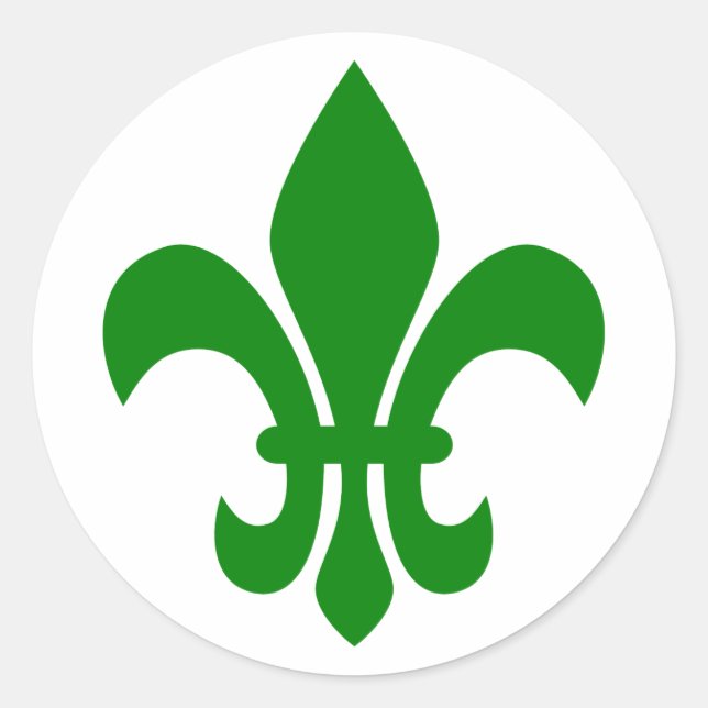 Grüne Fleur de Lis Runder Aufkleber (Vorderseite)