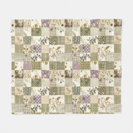 Grüne Flieder-Quilt-Patchwork-Gingham-Cottagecore Fleecedecke