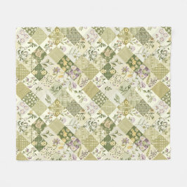 Grüne Flieder-Quilt-Patchwork-Gingham-Cottagecore Fleecedecke