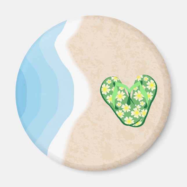 Grüne Flip Flops auf dem Beach Magnet (Vorne)