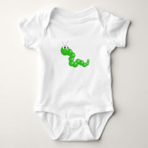 Grüne flockige Raupe Baby Strampler