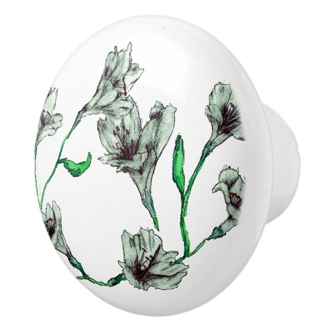 Grüne Flora Keramikknauf (Rechts)