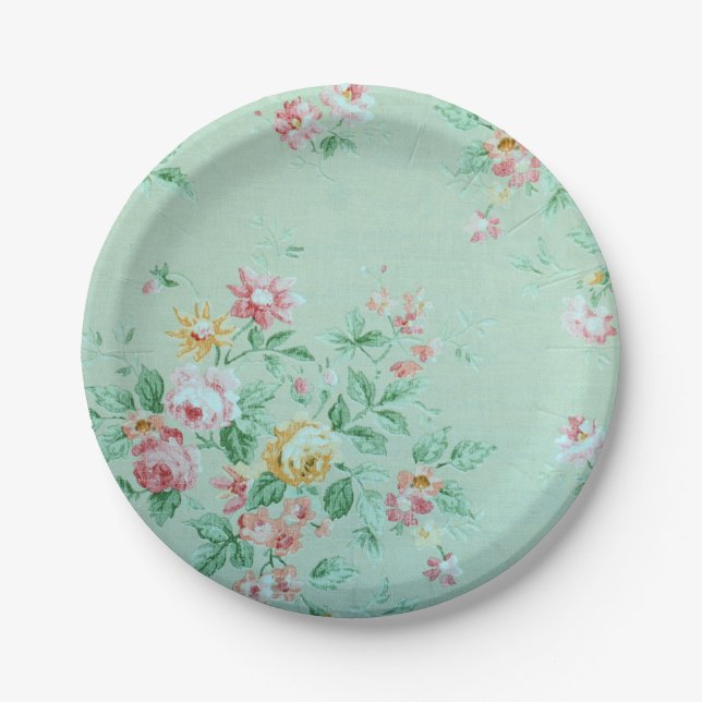Grüne Floral Pappteller (Vorderseite)