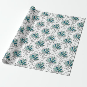 Grüne Florale Abstrakte Doodle-Kunst Geschenkpapier