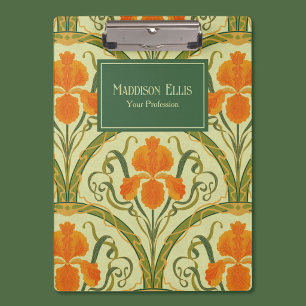 Grüne florale Art Nouveau feminine Geschäftsaussta Klemmbrett
