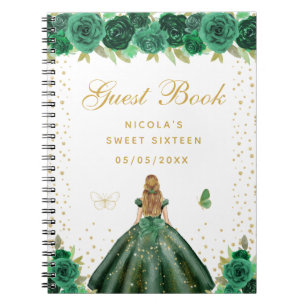 Grüne Florale Blondhaarige Prinzessin Sweet Sixtee Notizblock