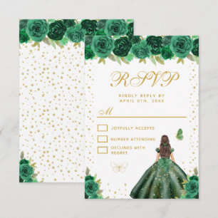Grüne Florale Braunhaar-Haar-Prinzessin Sweet Sixt RSVP Karte
