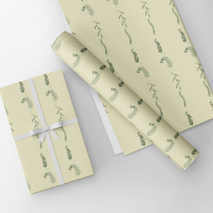 Grüne florale Doodles Geschenkpapier Set
