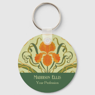 Grüne florale elegante feminine Art Nouveau Geschä Schlüsselanhänger