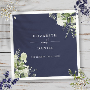 Grüne Florale Elegante Navyblaue Hochzeit Serviette
