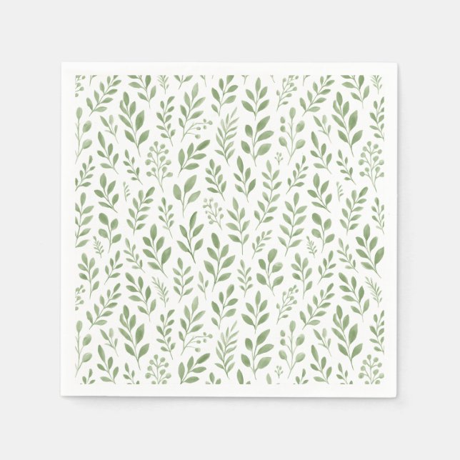 Grüne Florale Gartenparty-Hochzeit Serviette (Vorderseite)