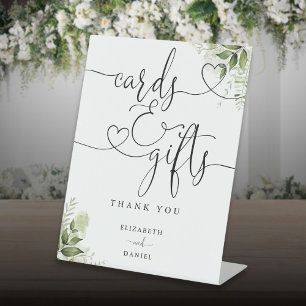 Grüne Florale Herz-Schrift Karten und Geschenke Sockelschild