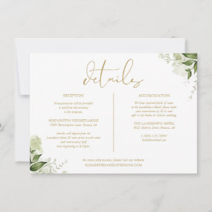 Grüne Florale Hochzeit Gold Details Information Einladung